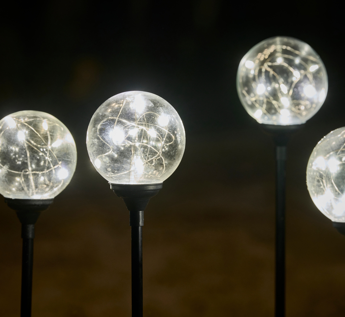 Glasskuler på spyd 50 LED 5-pk.